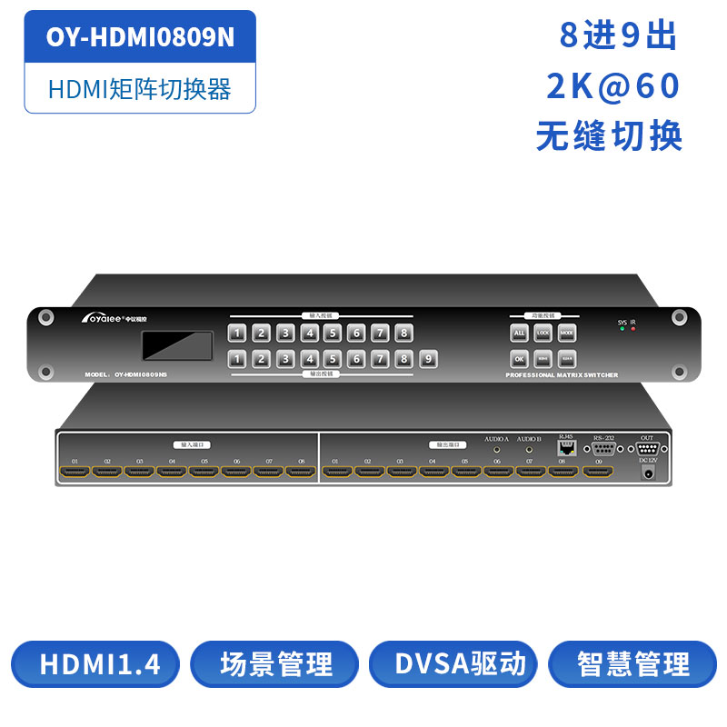 8进9出HDMI无缝矩阵切换器